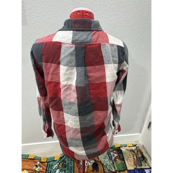 Denim Supply Ralph Lauren RL Boyfriend Plaid Flannel Shirt Red Gray  Women's S - Picture 2 of 7